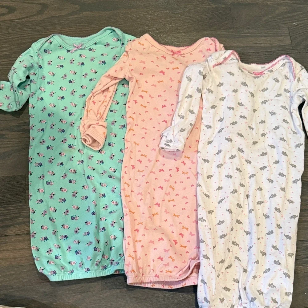 Carter's Kids Pajamas Nightgowns - Teal, Pink, and White